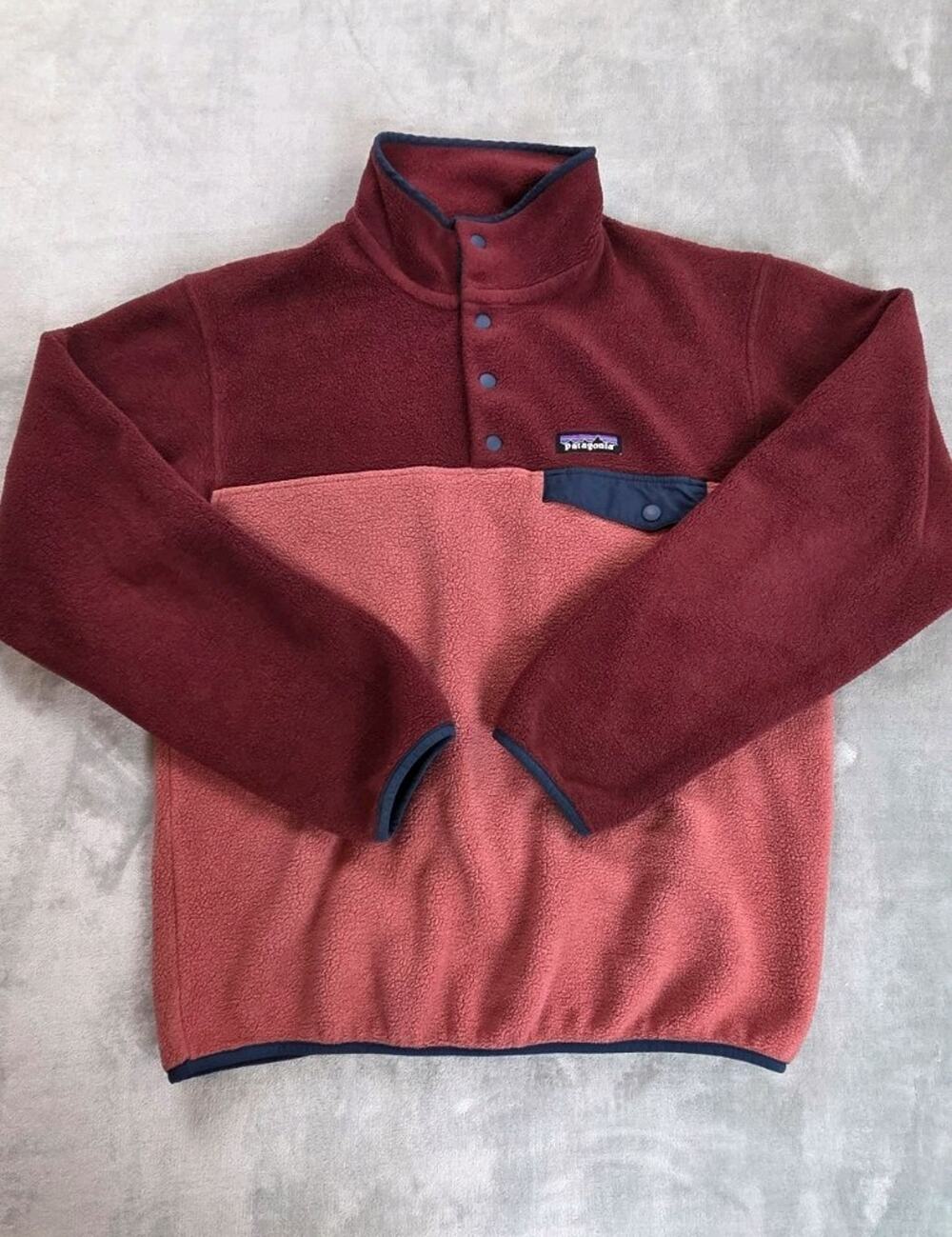Patagonia Synchilla Fleece Pullover womens small Snap-T Long Sleeve top maroon